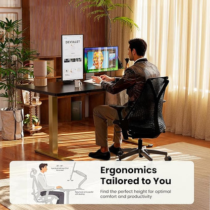 ErGear Height Adjustable Electric Standing Desk, 32 x 19 Inches Sit Stand up Desk, Memory Computer Home Office Desk, Black+Gold