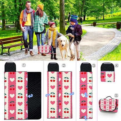 Poedist Extra Large Picnic Blanket Waterproof,80"x 80"Foldable Machine Washable Beach Blanket,Outdoor Blanket for 6-8 Adults,Suitable for Indoor Crawling,Park Beach,Camping,Hiking,Family Travel(Pink