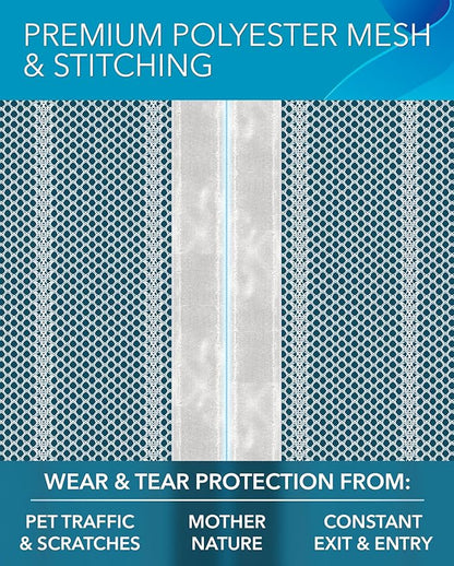 Flux Phenom Magnetic Screen Door Mesh 38x82 Inch – Easy Install, Strong Magnet Strength, Self-Sealing Mesh, Pet Tested, Hands-Free Entry, Door Screen Magnetic Closure, Keeps Bugs Out - White