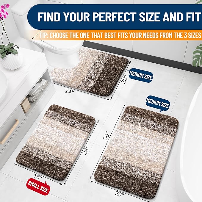 OLANLY Bathroom Rugs Mat 59x24, Extra Soft Absorbent Microfiber Bath Rugs, Rubber Backing, Quick Dry, Machine Washable Bath Mats for Bathroom Floor, Tub and Shower, Home Decor Accessories, Light Brown