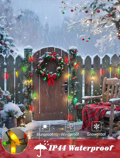 Christmas Chili Pepper Lights Multicolor, 13.6FT Chili Lights with 35 Red Green Yellow Chili Pepper Bulbs for Outdoor Indoor Kitchen Garden Patio Christmas Mexican Party Decor
