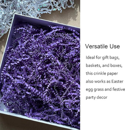 2LB Purple Crinkle Shredded Paper Filler for Gift Baskets Confetti Birthdays Weddings Valentines Day Party Favors Decorations