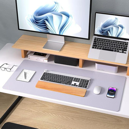 Aothia Large PU Leather Desk Pad Protector – Non-Slip Mouse Pad & Writing Mat for Office/Home, Waterproof, Easy to Clean (36" x 17", Soft Lavender)