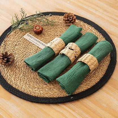 Cheesecloth Napkins 17x17 Inches Cloth Napkins Handmade Washable for Lunch Dinner Wedding Baby Bridal Shower Party Rustic Boho Decorations Bulk Set of 6 Emerald Green