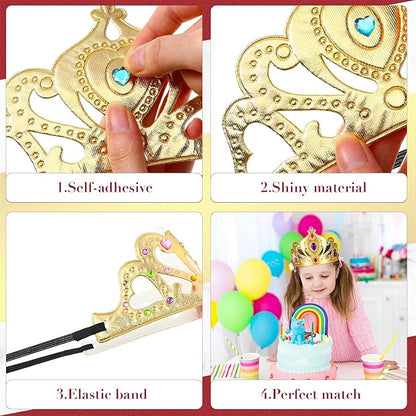 Yaomiao 44 Pcs Foam Crowns for Kids Princess Tiaras Crowns Bulk Diamond Sticker Making Kits for Birthday Party Supplies