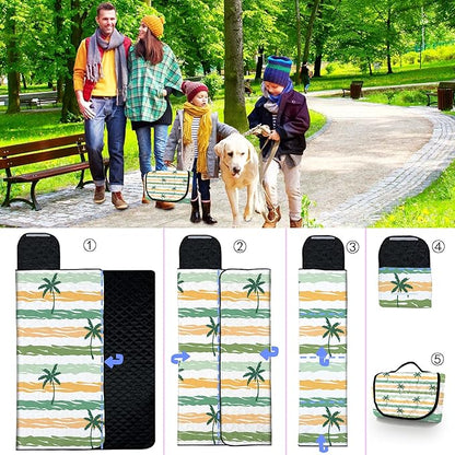 Extra Large Picnic Blanket Waterproof,80"x 80"Foldable Machine Washable Beach Blanket,Outdoor Blanket for 6-8 Adults,Suitable for Indoor Crawling,Park Beach,Camping,Hiking,Family Travel(Yellow)