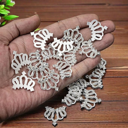 30PCS Crown Rhinestone Jewelry Embellishment for DIY Handmade Hair Accessories Sneakers, Clothes, Party Decorations Gift Box ，Dress，Rhinestone Alloy Appliques Decorative Home Decor (Silver)