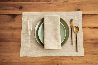 Solino Home Linen Cloth Napkins Set of 4-100% Pure Linen Champagne Beige Dinner Napkins 20 x 20 Inch for Fall, Autumn, Thanksgiving, Christmas, Holiday - Athena, Handcrafted and Machine Washable