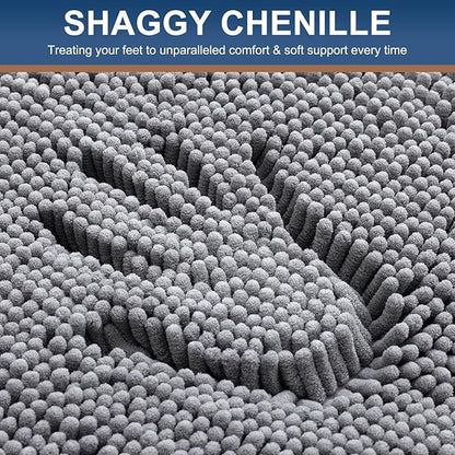 Smiry Luxury Chenille Round 24''x24'', Extra Soft and Absorbent Shaggy Bathroom Mat Rugs, Machine Washable, Non-Slip Plush Carpet for Tub, Shower, and Bath Room, Grey