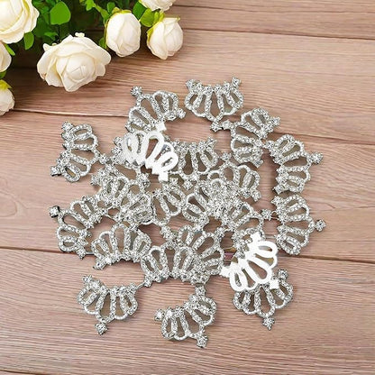30PCS Crown Rhinestone Jewelry Embellishment for DIY Handmade Hair Accessories Sneakers, Clothes, Party Decorations Gift Box ，Dress，Rhinestone Alloy Appliques Decorative Home Decor (Silver)