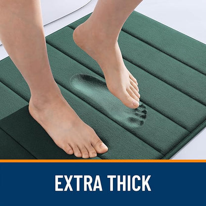 OLANLY Memory Foam Bath Mat 36x24, Super Soft Absorbent Bathroom Rugs, Quick Dry, Machine Washable Shower Floor Rugs, Bathmat Carpet, Bathroom Home Decor Accessories, Blackish Green