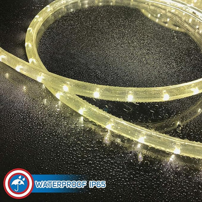 Russell Decor 100ft/30m Led Rope Lights Lamps Kit Indoor Outdoor Decorative Lighting for Party Wedding Trees Backyard Patio Deck Bright Flexible String Tube Lights Waterproof- Warm White