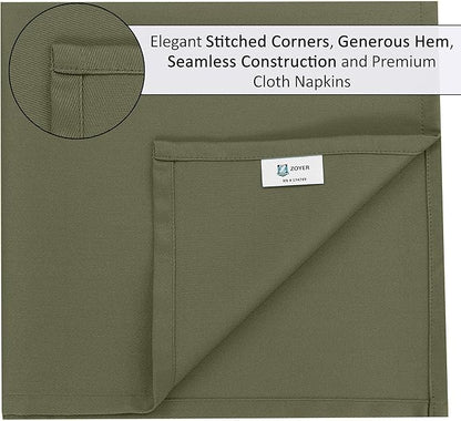 Zoyer Cloth Napkins Set of 4, 18x18 Inches Cotton Enrich Napkins Cloth ‎Washable, Soft & Durable Dinner Napkins for Parties, Wedding, Christmas, ‎Thanksgiving & Everyday Use - Martini Olive