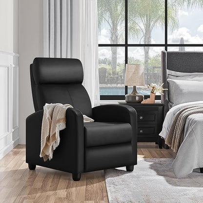 Yaheetech Recliner Chair PU Leather Recliner Sofa Home Theater Seating with Lumbar Support Overstuffed High-Density Foam & Pocket Springs, Push Back Recliners Armchair for Living Room