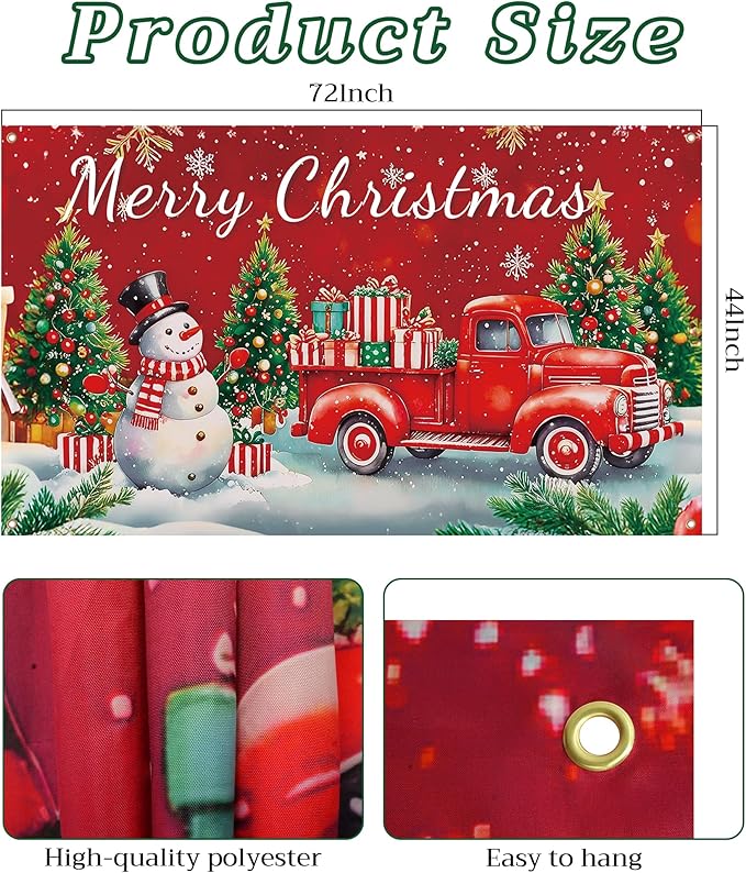 HOOSUN Christmas Decorations Indoor,72 x 44 Inch Merry Christmas Backdrop Banner,Xmas Tree Snowman Banners for Party Decorations,Wall Banner Photo Booth Backdrop Xmas Decor for Party,Wall,Yard,Garage