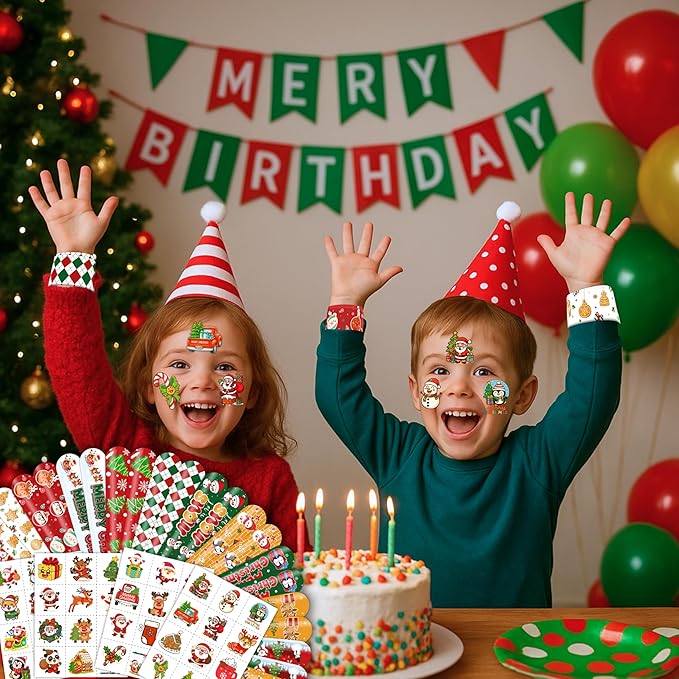 72PCS Christmas Party Favors Set - 48 Christmas Tattoos + 24 Slap Bracelets | Fun Xmas Gifts for Kids Boys Girls | Classroom Rewards, School Prizes, Holiday Goodie Bag Toys