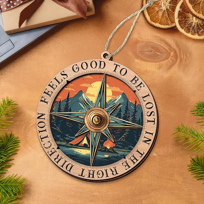 FLAGWIX Christmas Camping Gifts for Men Women - Wooden Christmas Ornaments 2025 for Tree Decorations - Camping Ornament for Home Decor, Gifts for Campers Who Have Everything, Gift Idea for Campers