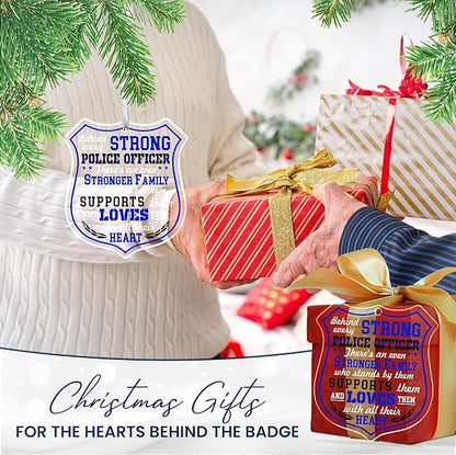 FLAGWIX Christmas Police Gifts for Men Women - Acrylic Christmas Ornaments 2025 for Tree Decorations - Police Ornaments for Tree, Inspirational Cop Gifts for Men Dad Grandpa