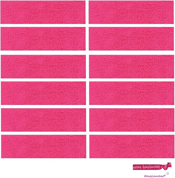 12 Sweatbands Cotton Sports Headbands Terry Cloth Moisture Wicking Athletic Basketball Headband by Kenz Laurenz