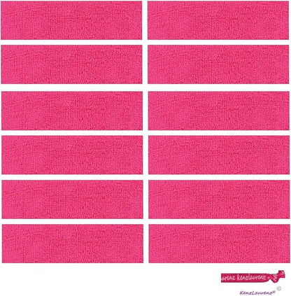 12 Sweatbands Cotton Sports Headbands Terry Cloth Moisture Wicking Athletic Basketball Headband by Kenz Laurenz