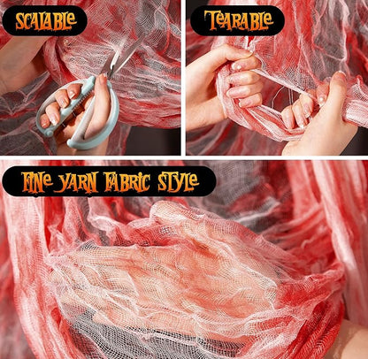 197" x 85" Halloween Creepy Cloth - Halloween Spooky Fabric Cloth - Scary Gauze Blood Creepy Cloth for Haunted House Halloween Party Yard Wall Doorway Outdoors Decoration