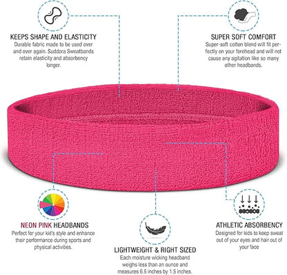 Suddora Toddlers Headbands, Sports Sweatbands for Kids, Non-Slip and Lightweight Fabric Bands for Youth Basketball, Soccer, and Tennis, Moisture-Wicking Bands for Cosplay & Costumes