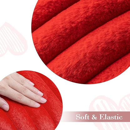 AELS Heart Shaped Pillow, Heart Decorative Throw Pillows, Faux Fur Love Pillows, Cute Valentines Day Decorations, Wedding Decor, Living Room Bedroom Nursery Decor, Red, L