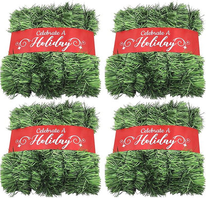 50 Foot Garland for Christmas Decorations - Non-Lit Soft Green Holiday Decor for Outdoor or Indoor Use - Premium Quality Home Garden Artificial Greenery, or Wedding Party Decorations (4, 50 FT)