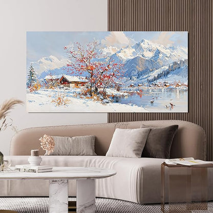 Canvas Oversized Wall Art Prints Wall Art Pictures for Living Room Landscape Farmhouse Large Wall Art Decorations Canvas Art Wall Decor Red Tree Flower Artwork For Walls Bedroom Home Decor 29" X 58"