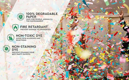 White RICE Paper Confetti Cannon - 16" Rice Paper Biodegradable Party Popper, Compressed Air Popper, Loud Pop, For Wedding Confetti Send Off/Sparklers, Wedding Supplies & Decorations, Shoot Up to 40ft