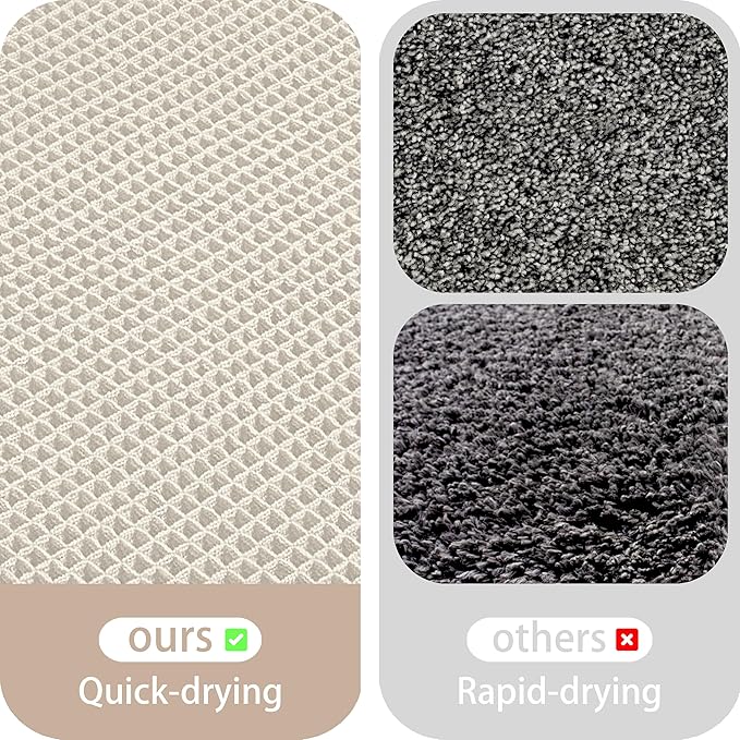 Waffle Bath Mat Non Slip, Boho Bathroom Rug, Super Absorbent Quick Dry Bathroom Mat, Soft Farmhouse Bath Rug with Tassels, Small Washable Shower Mats for Floor 24"x36", Tassels Cream