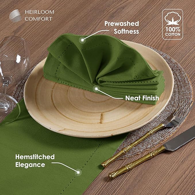 Mint Green Cloth Napkins 18"x18", 6 Pack - Soft, Absorbent, Durable, Reusable, Washable Fabric- Hemstitch Mitered Edges - Perfect for Spring, Easter, Baby Showers, Wedding, Everyday