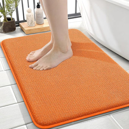 OLANLY Thick Memory Foam Bath Mat Rug 24x16, Extra Soft Absorbent Bathroom Rug, Quick Dry Bath Mats, Non-Slip, Machine Washable Carpet for Bathroom, Tub and Shower, Home Decor Accessories, Orange