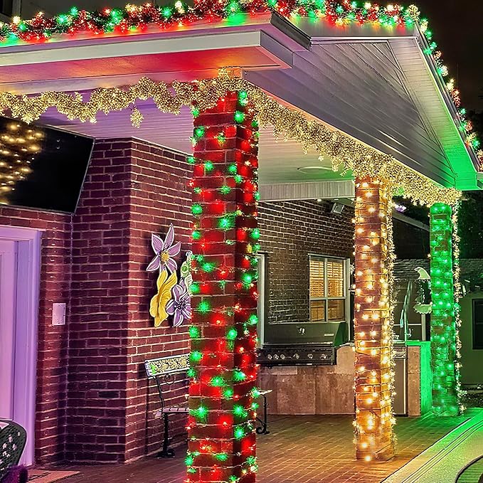 Joomer Christmas String Lights - 100FT 300LED RGB String Lights with Remote, Waterproof Outdoor Indoor with Timer Memory Function for Tree, Yard, Christmas Decor (Non-Connectable)