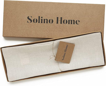 Solino Home Linen Placemats Set of 6 - Light Natural Placemats 14 x 19 Inch - 100% Pure Linen Table Mats for Fall, Autumn, Thanksgiving, Christmas, Holiday - Athena