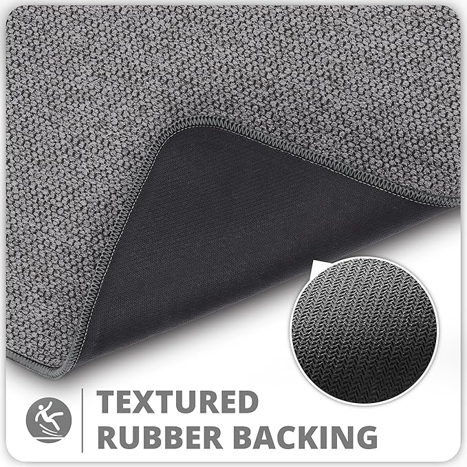 Bath Mat,Ultra Thin Bathroom Runner Rugs,Large Bath Mats for Bathroom,Quick Dry,Non-Slip,Machine Washable,Low Pile,Bath Rug,Shower Outside,Sink,Home Decor Accessories.Dark Grey,2'x6'(24x72inch)