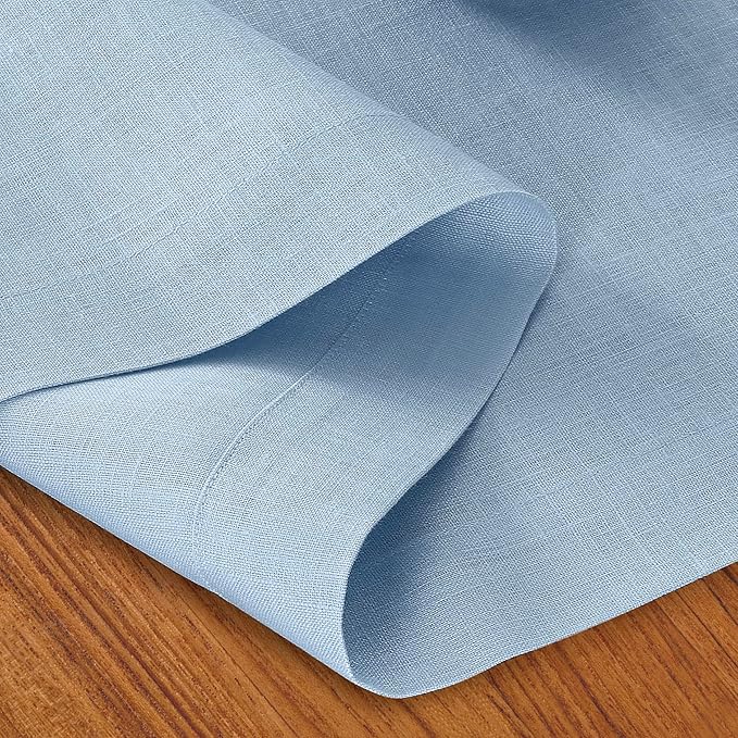 D'Moksha Homes Linen Powder Blue Table Runner 108 Inches Long - 100% Pure Linen Dining Table Runner 14 x 108 Inch for Winter, Christmas, Holiday - Machine Washable