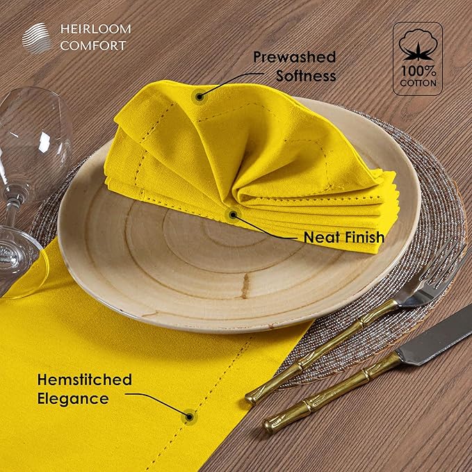 Multi Color Cloth Napkins 18x18 Inch - Set of 12-100% Cotton, Washable - Perfect Hotel Quality Napkin for Table, Dinner, Weddings, Everyday Dining - Lemon Yellow, Beige, Mint Green
