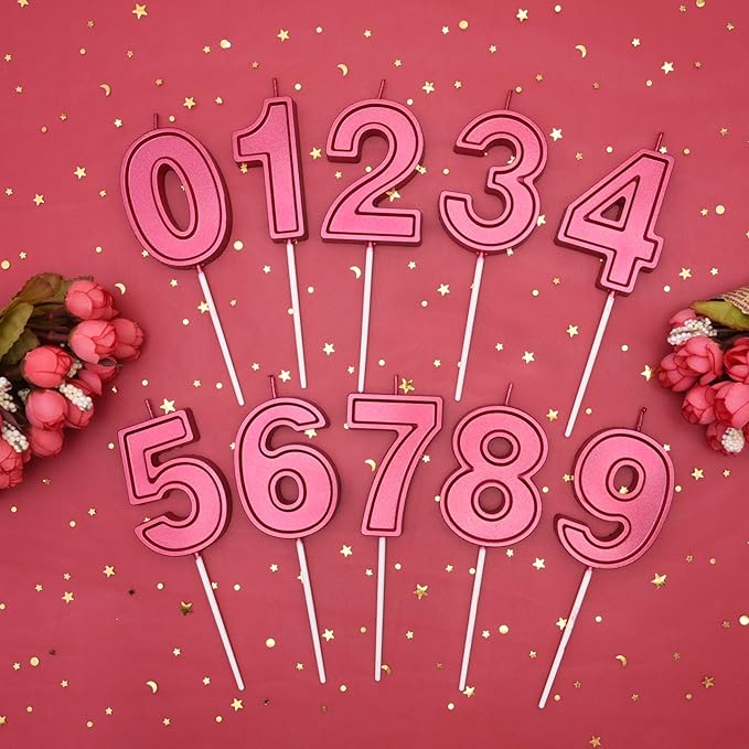 PHD CAKE 2.76 Inch Luxe Red 0 Number Birthday Candles, Red Number Candles, Cake Number Candles, Party Celebration