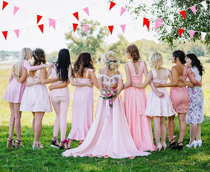 100 Feet 60 Pcs Red White and Pink Pennant Banner Flag String Hanging Triangle DIY Flag, Bunting Streamers Decoration for Grand Opening, Birthday, Wedding Celebration(Red White & Pink)