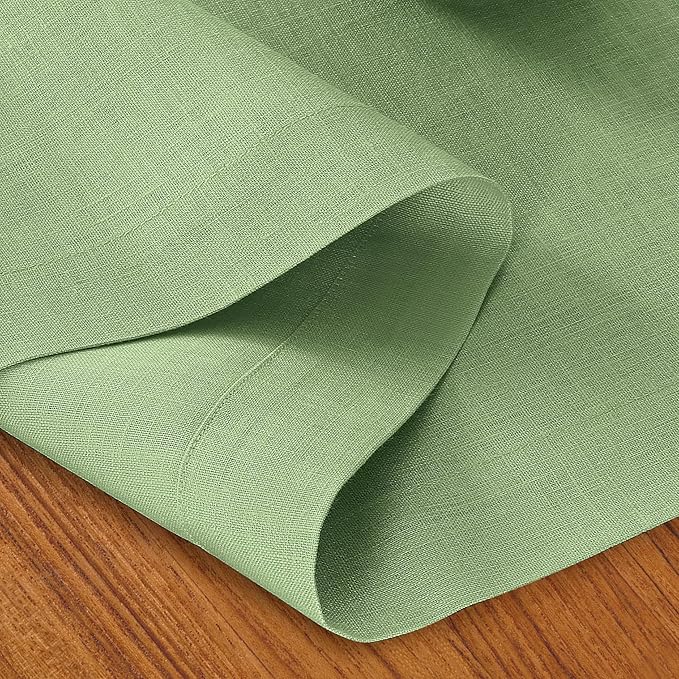 D'Moksha Homes Linen Sage Green Table Runner 120 Inches Long - 100% Pure Linen Dining Table Runner 14 x 120 Inch for Winter, Christmas, Holiday - Machine Washable