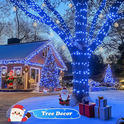JMEXSUSS 500 LED Blue Christmas Lights Outdoor, 173ft 8 Modes Christmas String Lights, Waterproof Blue LED Tree Light Plug in for Indoor Party House Xmas Decor