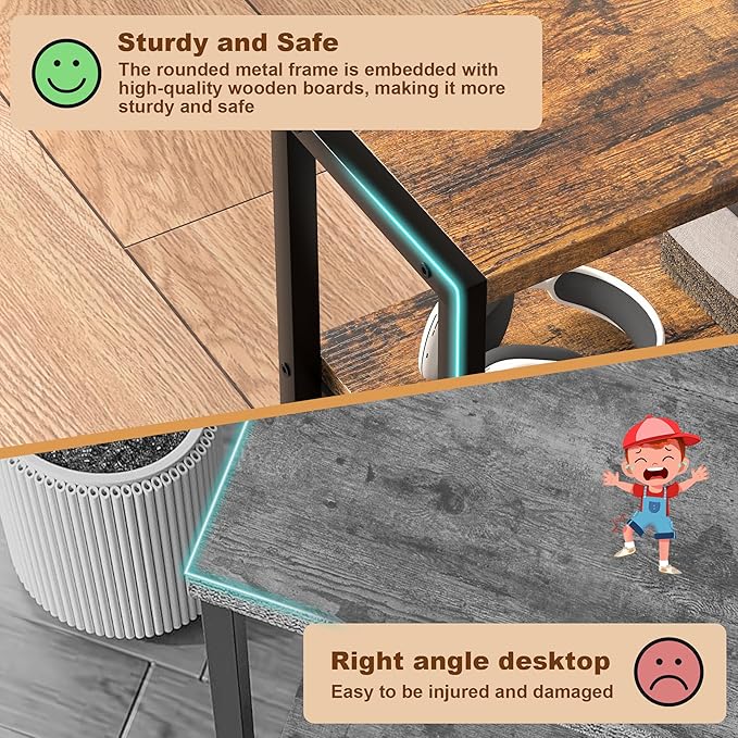 Small Narrow Side Table with Drawers, Skinny End Table for Small Spaces, Slim Nightstand with Storage, sofa bedside Table in Living Room, Bedroom, Study, kitchen and Balcony (Rustic Brown)M-LBZ83B1V1