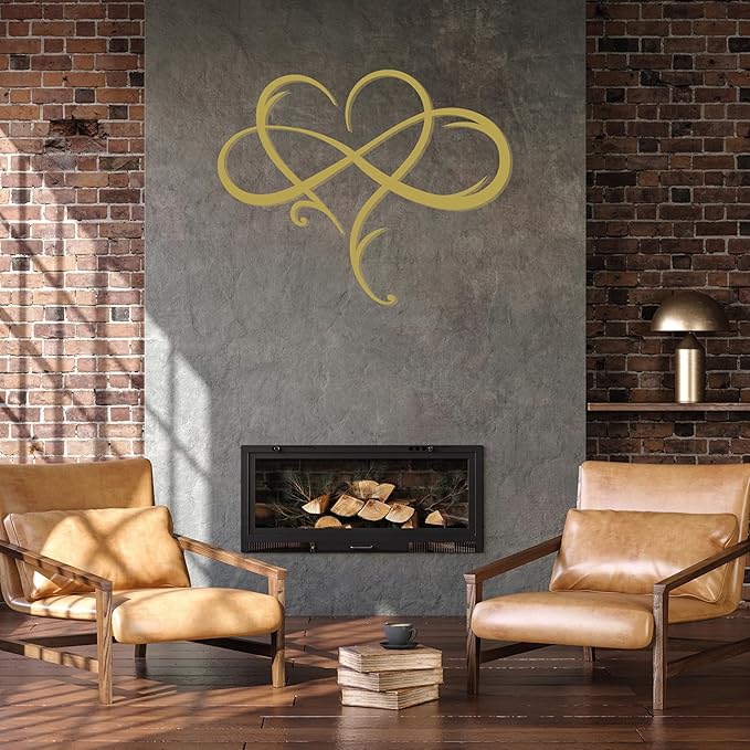 Infinity Heart Metal Wall Art – Minimalist Love Symbol for Home or Office, Durable Black Steel Display for Bedroom, Entryway, or Lounge, Ideal Gift for Wedding, Engagement, or Anniversary