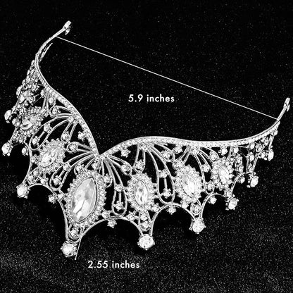 TAROSE Silver Tiaras for Women and Girls, Crystal Gold Crowns for Women, Hair Accessories for Bride/Halloween/Prom/Birthday