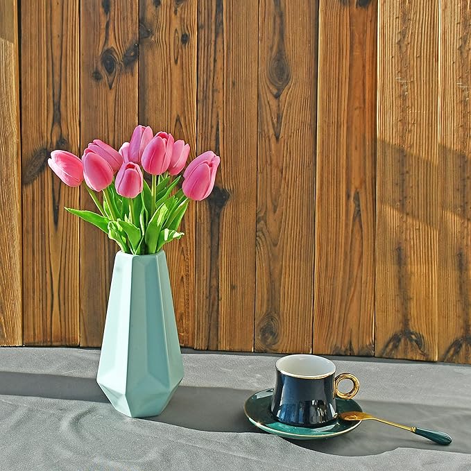 ONLY ART Artificial Pink Tulips 20 Pcs – 13.5 Inch PU Faux Flowers with Bendable Stems for Home Décor, Wedding Centerpieces, DIY Floral Arrangements, Table Decorations
