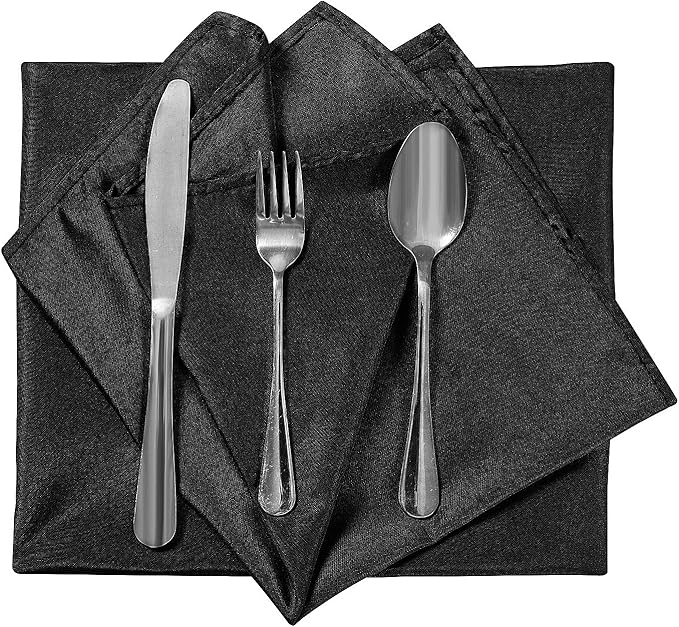 Cloth Napkins 20x20 inch Washable Polyester Dinner Napkins Soft Table Napkins for Wedding Party Dining Banquet(Black,25PCS)