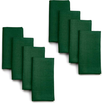 D'Moksha Homes Forest Green Linen Napkins 18 x 18 Inch - 100% Pure Linen Cloth Washable Dinner Napkins Set of 8 for Winter, Christmas, Holiday