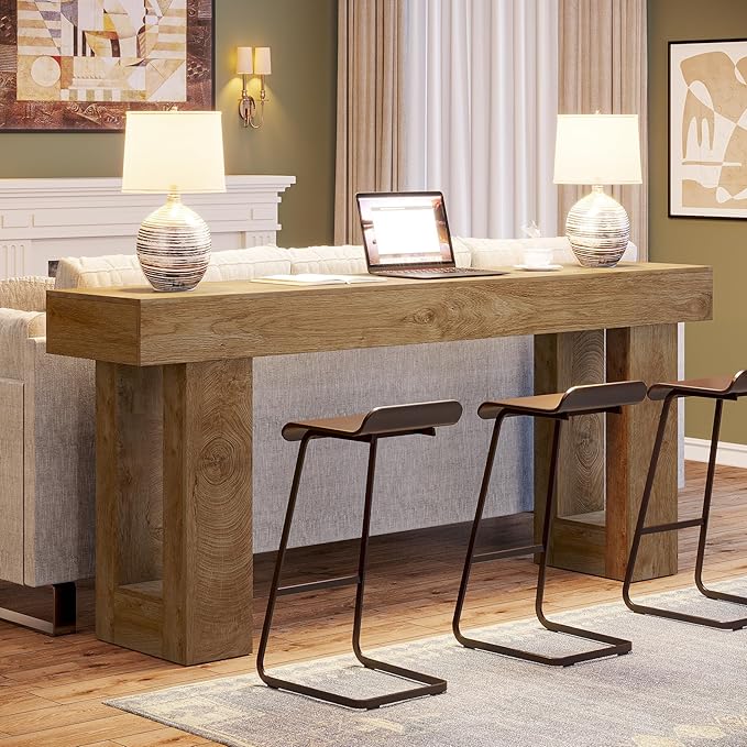Tribesigns 63-Inch Long Console Table, Wooden Rectangular Sofa Table Behind The Couch, Farmhouse Entryway Table for Entrance, Hallway, Living Room (Natural)