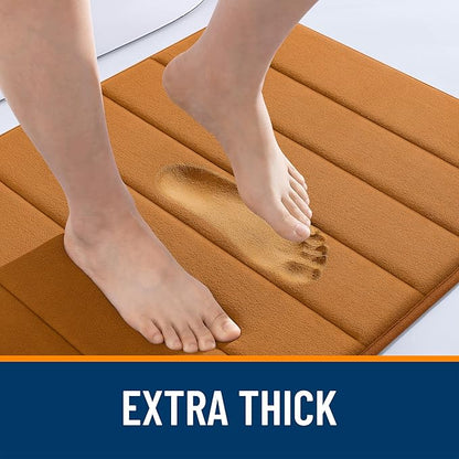 OLANLY Memory Foam Bath Mat 40x32, Super Soft Absorbent Bathroom Rugs, Quick Dry, Machine Washable Shower Floor Rugs, Bathmat Carpet, Bathroom Home Decor Accessories, Ochre